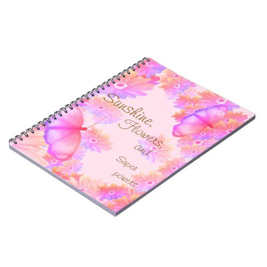 Sunshine, Flowers & Superpowers Pink ノートブック (左側)