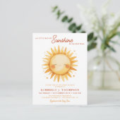 Sunshine Gender Neutral Boho Cute Sun Baby Shower インビテーションポストカード (スタンド正面)