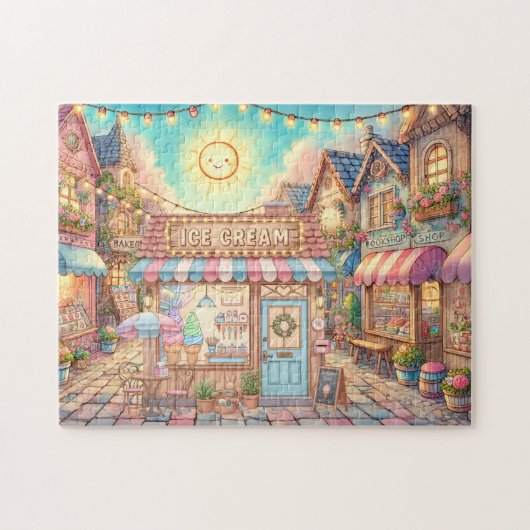Sunshine Ice Cream Village Candy Street Book Shop ジグソーパズル (横)
