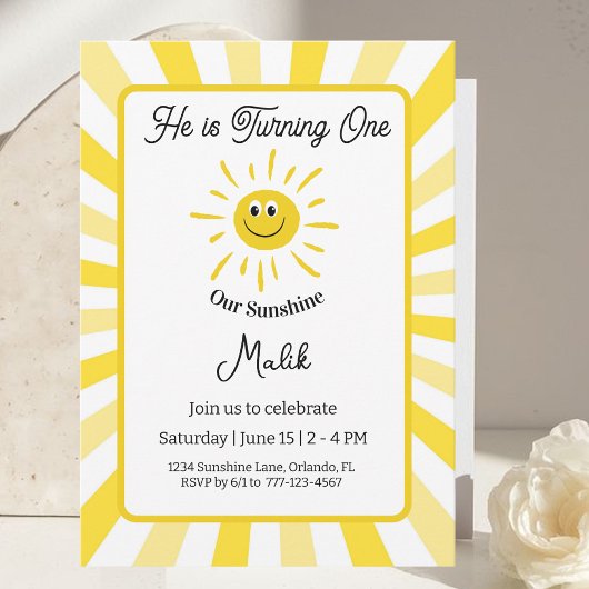 Sunshine Invitation Kids Birthday Party Card 招待状