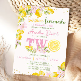 Sunshine Lemonade Floral Birthday Invitation 招待状