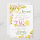 Sunshine Lemonade Floral Birthday Invitation 招待状 (正面)