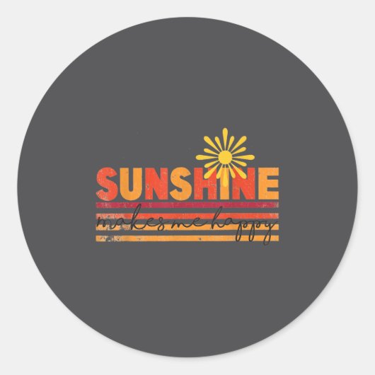 Sunshine Makes Me Happy Insrational Sitive Motivat ラウンドシール (正面)