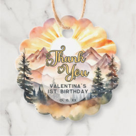 Sunshine Nature Mountains Birthday Party Thank You フェイバータグ