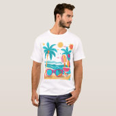Sunshine & Palm Trees – 夏らしいデザインの Tシャツ (正面フル)