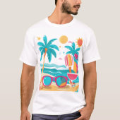Sunshine & Palm Trees – Summer Aesthetic Design fo Tシャツ (正面)