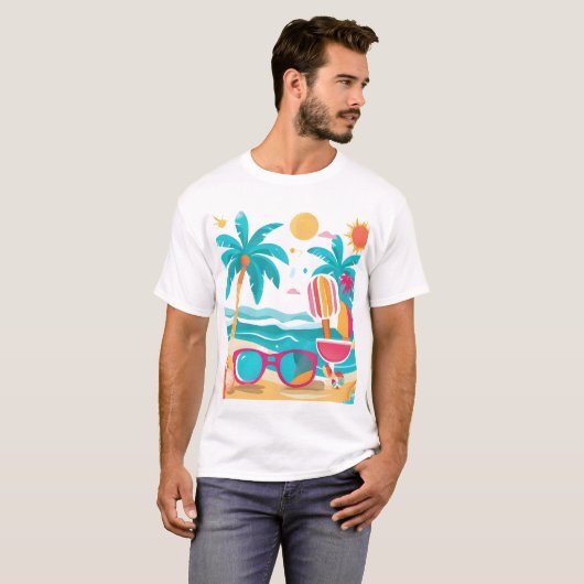 Sunshine & Palm Trees – Summer Aesthetic Design fo Tシャツ (正面フル)