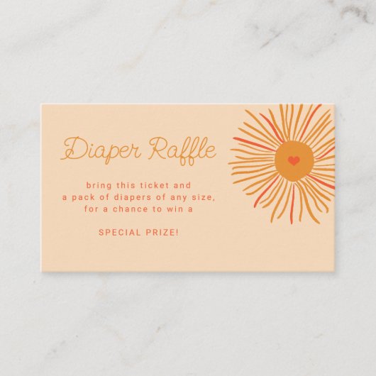 Sunshine retro baby shower diaper raffle ticket エンクロージャーカード (正面)