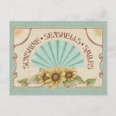 Sunshine Seashells Smiles Vintage Vibes ポストカード (正面)