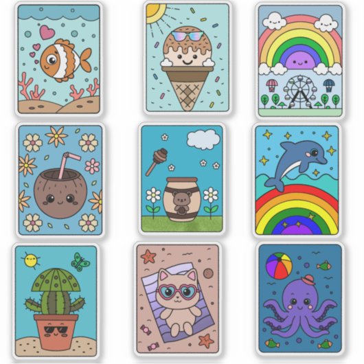 Sunshine & Smiles: Kids' Summer Fun Sticker Pack! シール (正面)