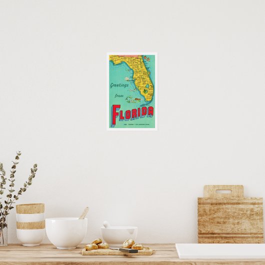 Sunshine State  Florida 11x17 Map Poster ポスター (キッチン)