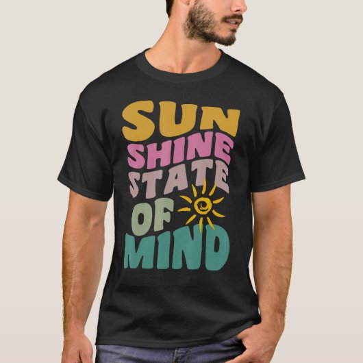 Sunshine State Of Mind Retro Summer Groovy Florida Tシャツ (正面)