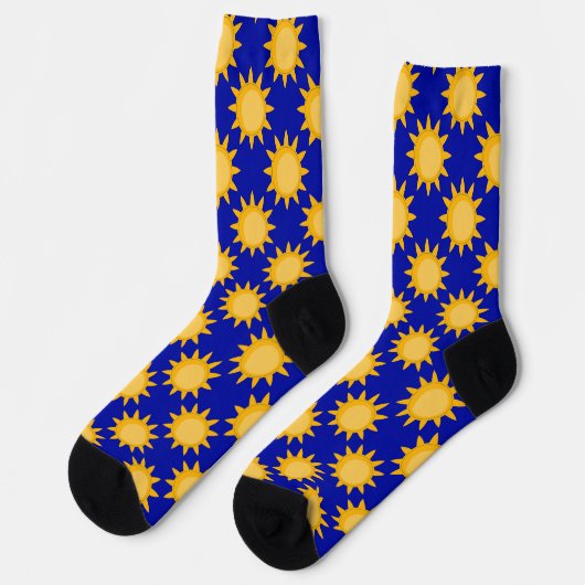 Sunshine Sun Pattern Design On Blue  ソックス (左)