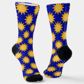Sunshine Sun Pattern Design On Blue  ソックス (傾斜あり)