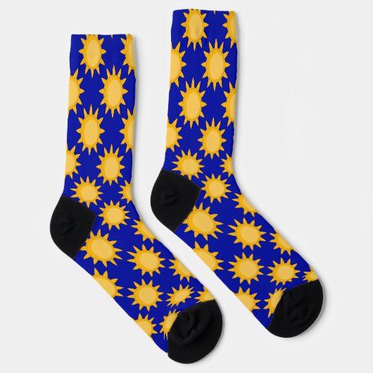 Sunshine Sun Pattern Design On Blue  ソックス (右)