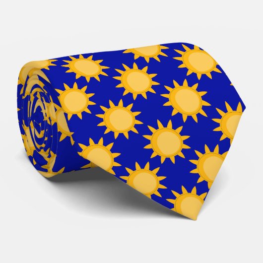 Sunshine Sun Pattern Design On Blue  ネクタイ (ロール)
