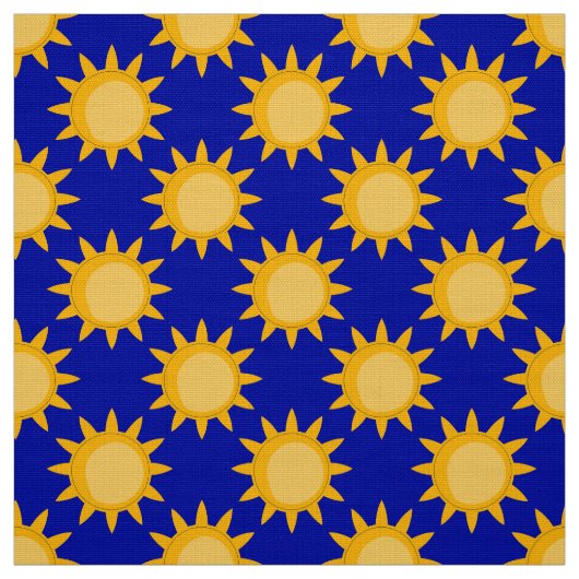 Sunshine Sun Pattern Design On Blue ファブリック (見本)