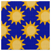Sunshine Sun Pattern Design On Blue ファブリック (クローズアップ)
