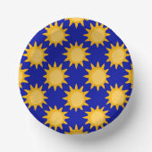 Sunshine Sun Pattern Design On Blue  ペーパーボウル (正面)