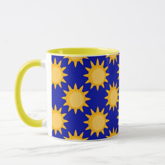 Sunshine Sun Pattern Design On Blue  マグカップ (左)