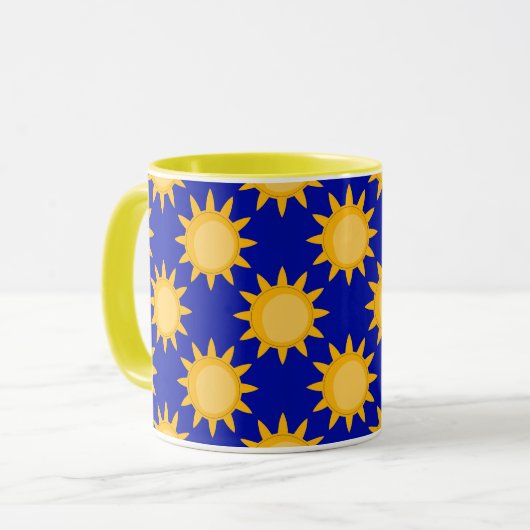 Sunshine Sun Pattern Design On Blue  マグカップ (正面左)