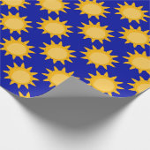 Sunshine Sun Pattern Design On Blue  ラッピングペーパー (角)