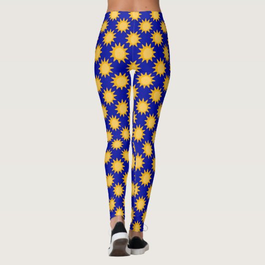 Sunshine Sun Pattern Design On Blue  レギンス (裏面)