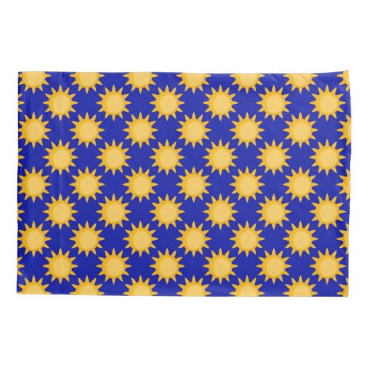 Sunshine Sun Pattern Design On Blue  枕カバー (裏面)