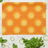 Sunshine Sun Pattern Design On Orange  キッチンタオル (折り畳み)
