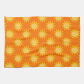 Sunshine Sun Pattern Design On Orange  キッチンタオル (横)
