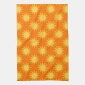Sunshine Sun Pattern Design On Orange  キッチンタオル (縦)