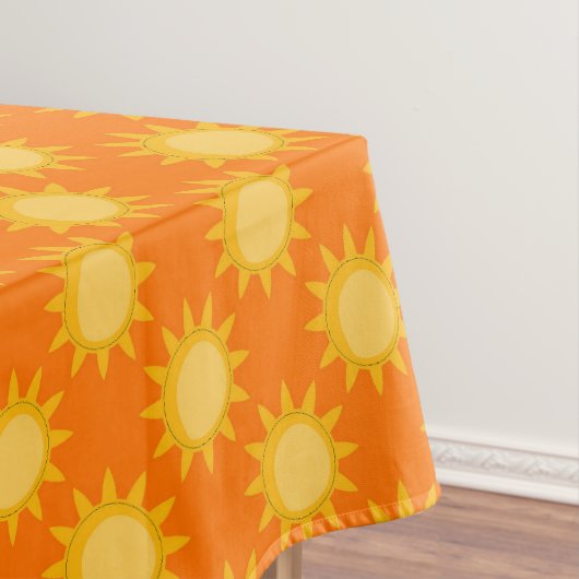 Sunshine Sun Pattern Design On Orange  テーブルクロス (インサイチュ)