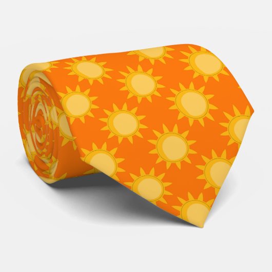Sunshine Sun Pattern Design On Orange  ネクタイ (ロール)
