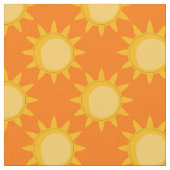 Sunshine Sun Pattern Design On Orange  ファブリック (クローズアップ)