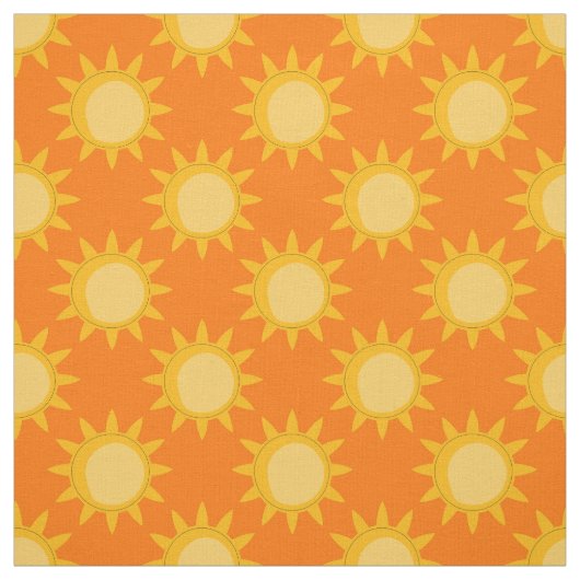 Sunshine Sun Pattern Design On Orange  ファブリック (見本)