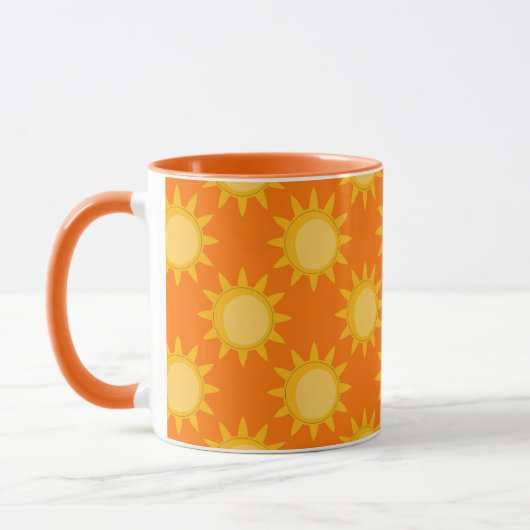 Sunshine Sun Pattern Design On Orange  マグカップ (左)