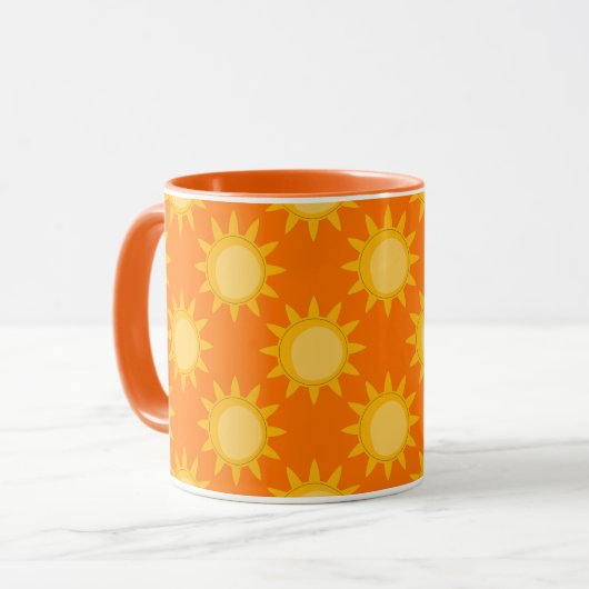 Sunshine Sun Pattern Design On Orange  マグカップ (正面左)