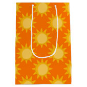 Sunshine Sun Pattern Design On Orange  ミディアムペーパーバッグ (裏面)