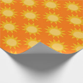 Sunshine Sun Pattern Design On Orange  ラッピングペーパー (角)