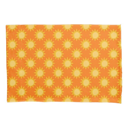 Sunshine Sun Pattern Design On Orange  枕カバー (正面)