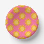 Sunshine Sun Pattern Design On Pink ペーパーボウル (正面)