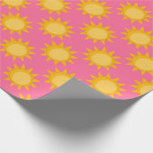 Sunshine Sun Pattern Design On Pink ラッピングペーパー (角)