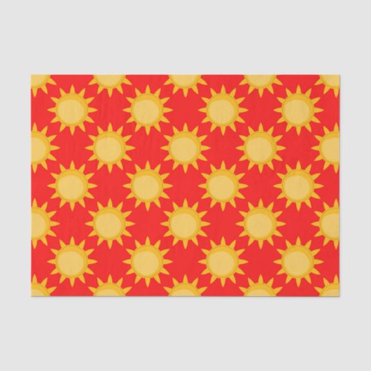 Sunshine Sun Pattern Design On Red 薄葉紙 (正面)