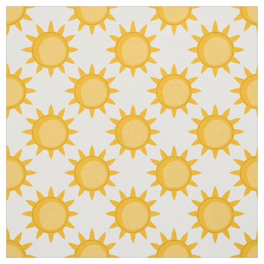 Sunshine Sun Pattern Design On White  ファブリック (見本)