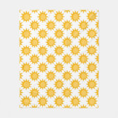 Sunshine Sun Pattern Design On White フリースブランケット (正面)