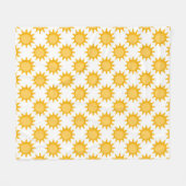 Sunshine Sun Pattern Design On White フリースブランケット (正面(横))