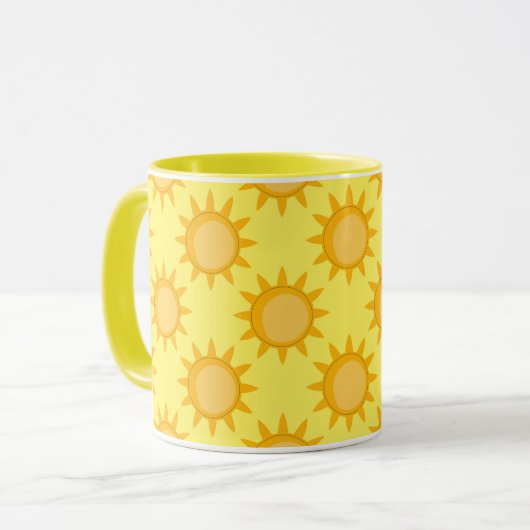 Sunshine Sun Pattern Design On Yellow  マグカップ (正面左)