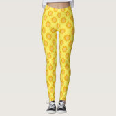 Sunshine Sun Pattern Design On Yellow  レギンス (正面)