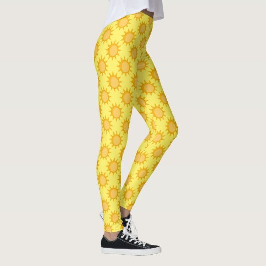 Sunshine Sun Pattern Design On Yellow  レギンス (右)