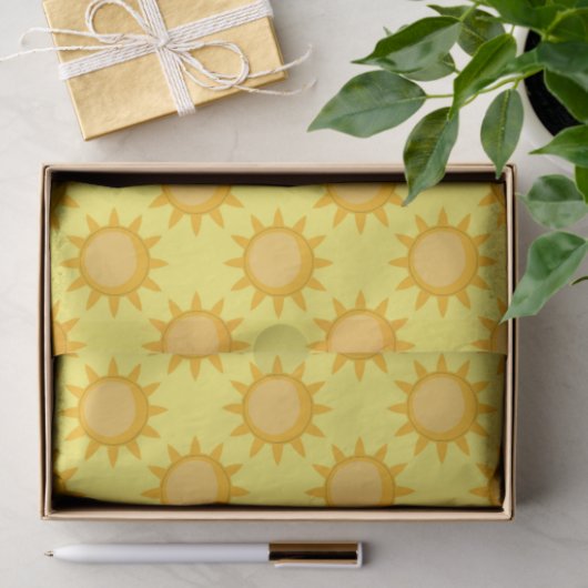 Sunshine Sun Pattern Design On Yellow  薄葉紙 (ギフト)